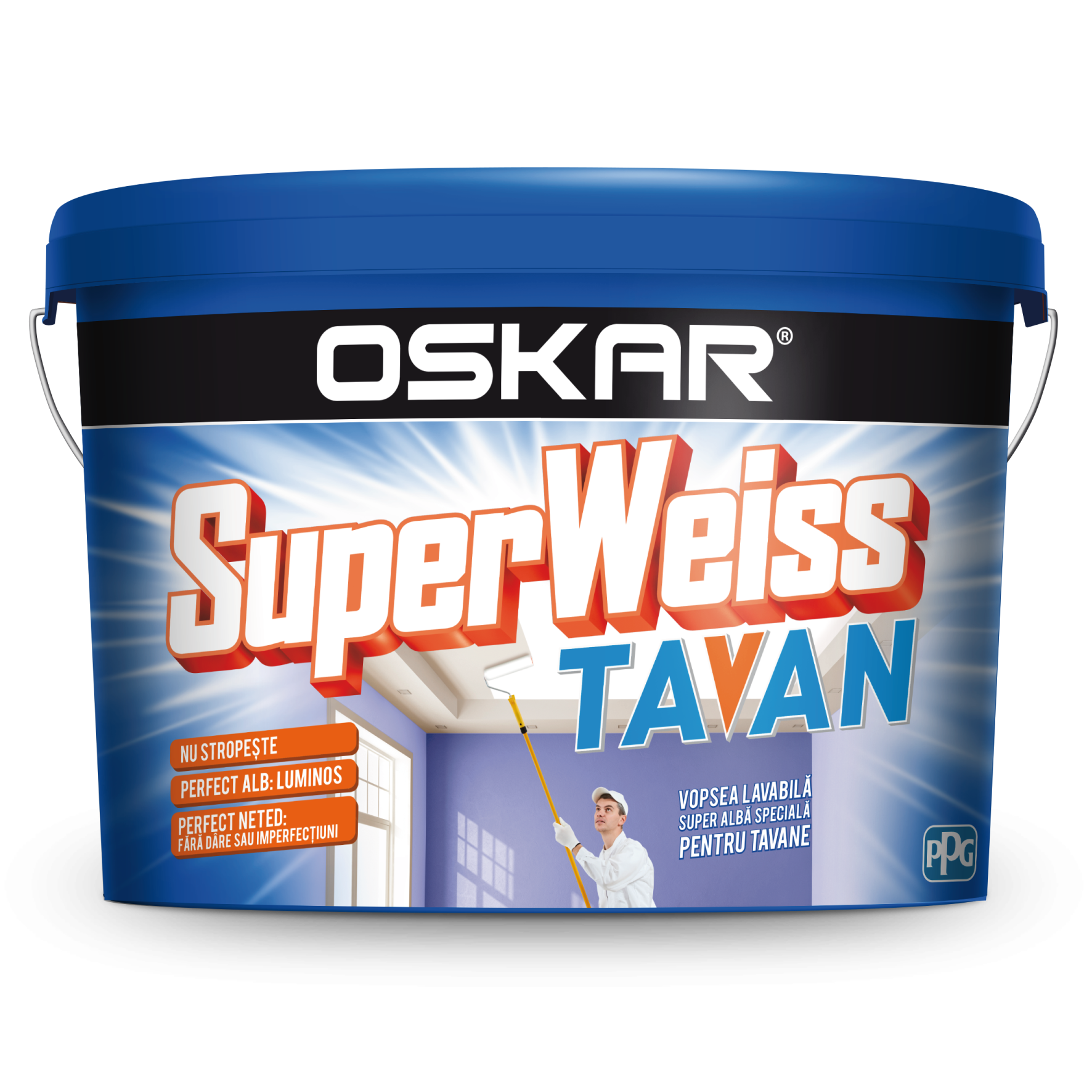 vopsea lavabila oskar superweiss interior anti mucegai 15l Vopsea lavabila interior Oskar Superweiss tavan, alb, 2.5 l