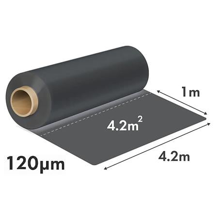  Folie polietilena pentru constructii, material recilat, negru, grosime 0.12mm, 4.2 m x 100 m