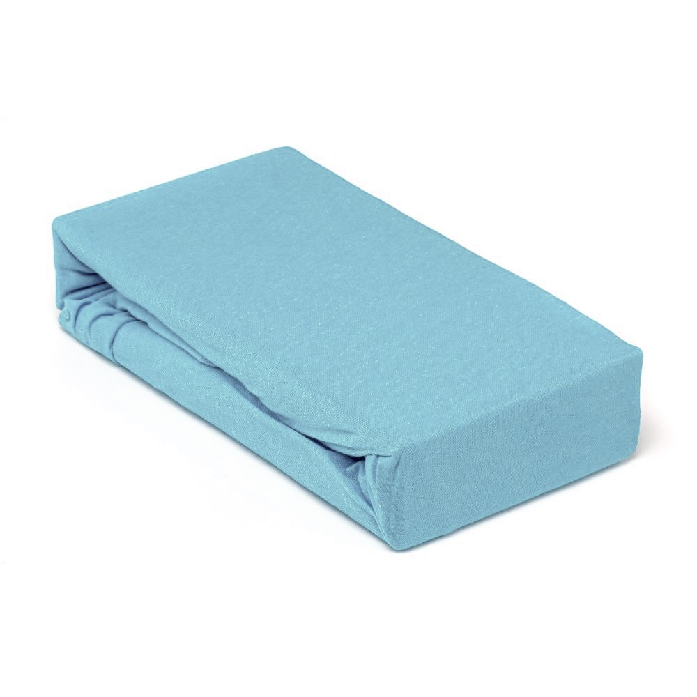 huse pat cu elastic 140/200 Husa saltea Jersey bleu, cu elastic, bumbac 100%, 140 x 200 cm