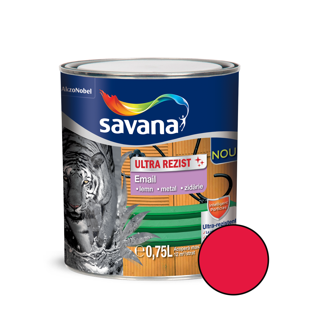 Email Savana ultra rezist pentru metal/lemn/zidarie, interior/exterior, rosu, 0,75 l 075