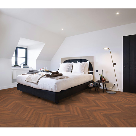Parchet laminat 8 mm Berry Alloc Chateau + Merbau Brown B6311, Herringbone B, clasa de trafic 33, OmniLoc A&B, 504 x 84 mm