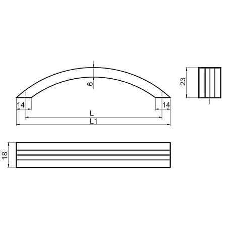 Maner-1696B, aluminiu mat, 160 mm