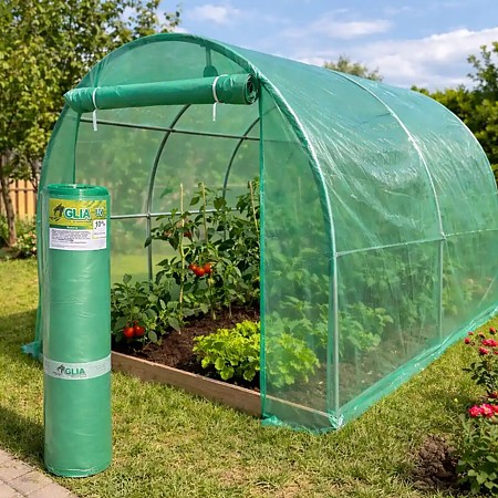 Folie pentru solar/sera Glia, polietilena, verde transparent, stabilizata UV, 0.15 mm, 10.2 x 50 m