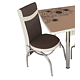 Set masa extensibila cu 4 scaune, PAL, blat sticla securizata, crem + maro, 169 x 80 cm
