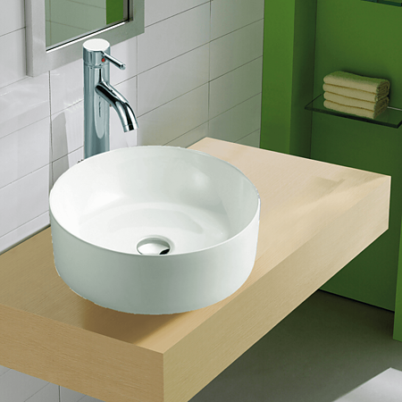 Lavoar rotund Sanotechnik K422, montaj blat, ceramica, alb, 41 x 15 cm