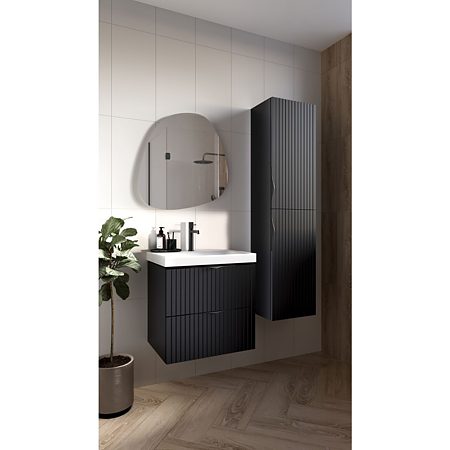 Set dulap baie cu lavoar Cersanit Tirso, MDF, suspendat, negru mat, 60 x 45 x 1.5 cm