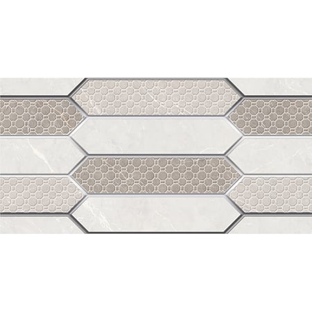 Faianta decorativa Fresno HL 22183-RM-2, glazurata, rectificata, lucios, model geometric in relief, insertii metalice, bej si crem 30 x 60 cm