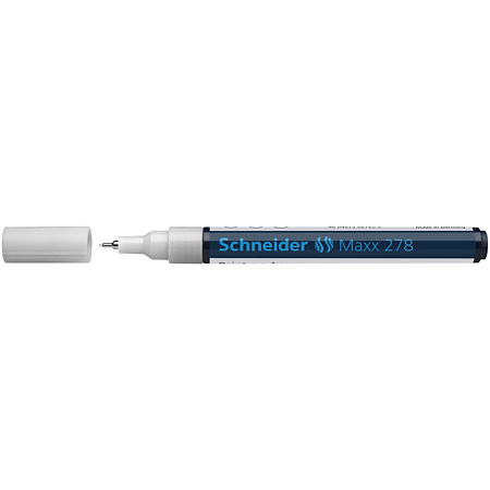 Marker permanent Schneider, varf rotund, 0.8 mm, cu vopsea alb Marker permanent Schneider, varf rotund, 0.8 mm, cu vopsea alb