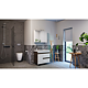 Oglinda cu dulap baie Badenmob Seria 286, cu iluminare, PAL, alb, 3 usi, 6 polite, 100 x 14.5 x 68 cm