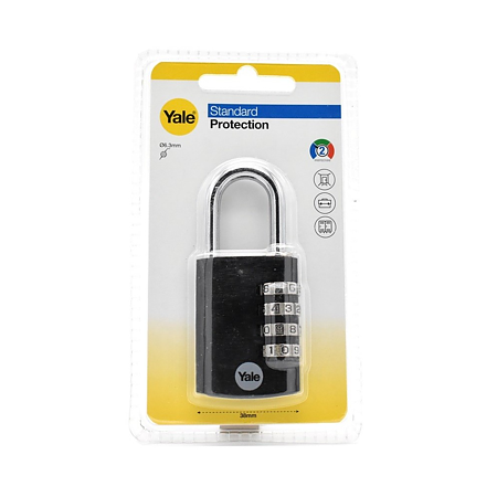 Lacat aluminiu Yale Standard Protection, 38 mm, cu cifru