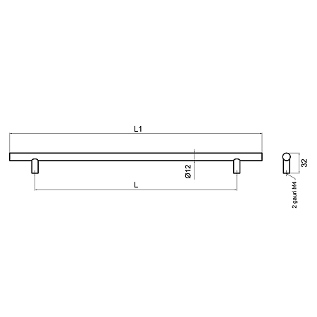 Maner cilindric aluminiu FAY666 224 mm, crom mat