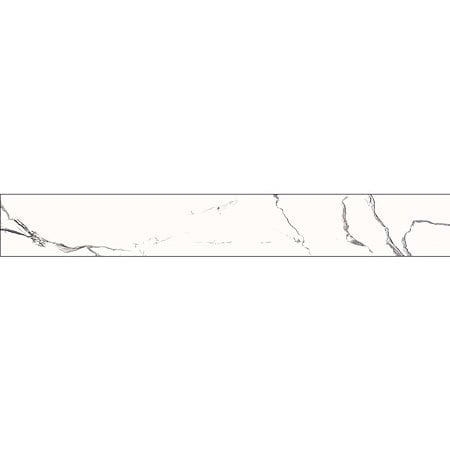 Plinta ceramica gresie Lucinda White, alb, finisaj lucios, aspect marmura, grosime 7.5 mm, 60 x 8 cm