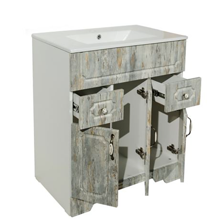  Baza cu lavoar Sanitop Rustik Antik, PAL/MDF/ceramica, gri, 81 x 70 x 46 cm