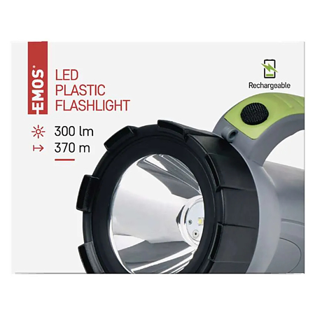 Lanterna cu acumulator LED EMOS P2311, 300 lm, gri-negru-verde, 2400 mAh