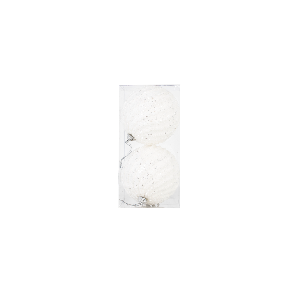 cat costa un bax de polistiren de 10 cm Set 2 globuri decorative de Craciun alb, polistiren, 10 cm