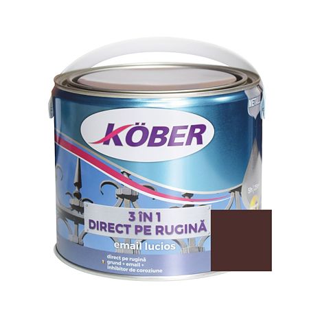 Vopsea alchidica/email  pentru metal Kober 3 in 1, interior / exterior, brun, 2,5 L