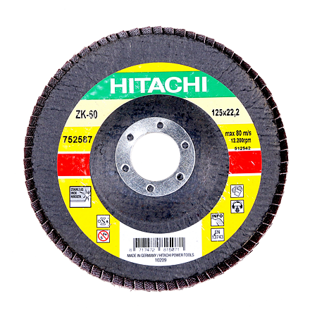 Disc lamelar, pentru inox / metale, Hikoki Proline 752587, 125 mm, granulatie 60