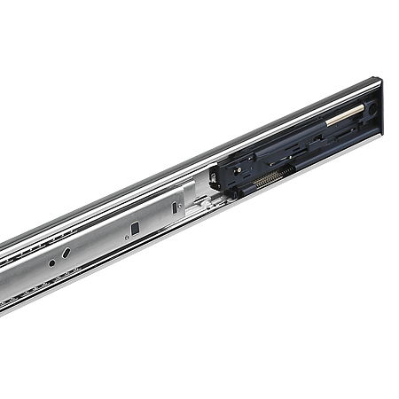 Glisiera cu bile cu push - open si amortizare Teko, otel, zincat - alb, extractie totala, 400 x 45 mm