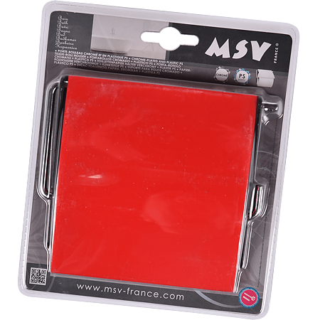 Suport hartie igienica MSV, plastic-metal, rosu, 13 x 15 x 11,5 cm