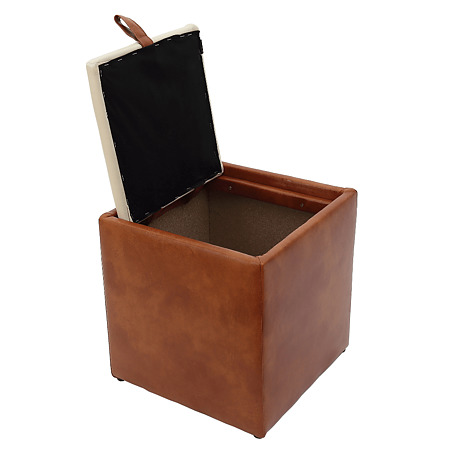 Taburet Box crem/ cognac IP, 37 x 37 x 42 cm