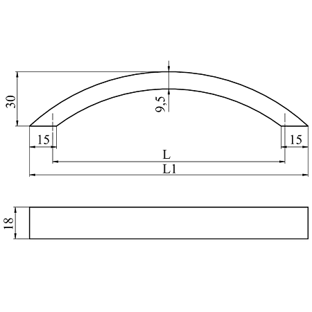 Maner AA667 96 mm, aluminiu mat