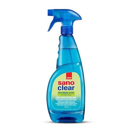 Solutie geamuri cu otet Sano Clear, pulverizator, 1 l