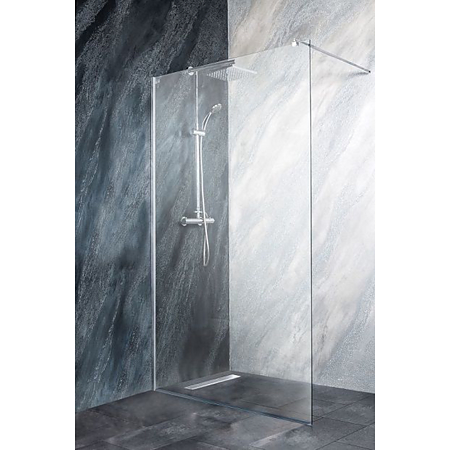 Perete fix dus / walk in Sanotechnik Sanoflex Young Crom MF120, sticla 6 mm clara,  115-117 x 195 cm