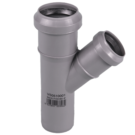 Ramificatie Valrom, PP, gri, 40 x 32 mm, 45 grade