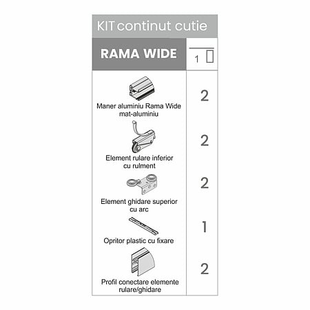 Kit sistem glisare Laguna Rama Wide, incarcare 50 kg, rulare jos