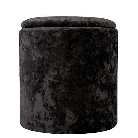 Taburet Nadia, catifea negra E01, cu spatiu depozitare, rotund, 37 x 37 x 42 cm Taburet Nadia, catifea negra E01, cu spatiu depozitare, rotund, 37 x 37 x 42 cm