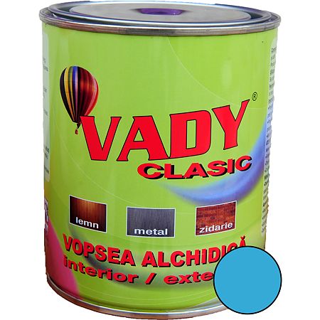 Vopsea alchidica Vady clasic, pentru lemn/metal/zidarie, interior/exterior, bleu, 3kg