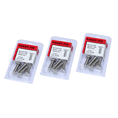 Surub cu cap hexagonal, inox, 6 x 20 mm, 4 BUC