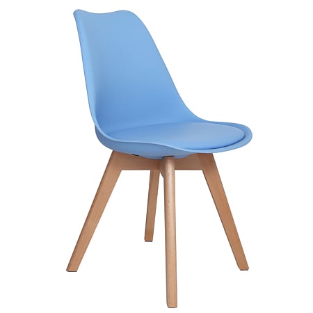 Scaun bucatarie tapitat albastru Depozitul de scaune Celia, piele ecologica, cadru lemn, max. 110 kg, 48.5 x 50 x 82.5 cm