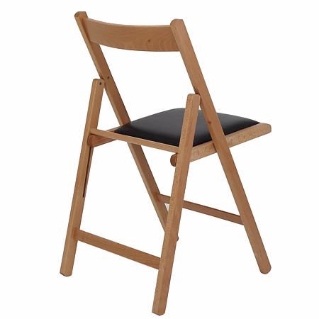 Scaun pliabil lemn Basic, fag-negru, sezut piele ecologica, 79 x 42 cm