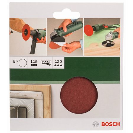 Foi abrazive Bosch, granulatie 120, 115 mm, 5 bucati, pentru polizor unghiular