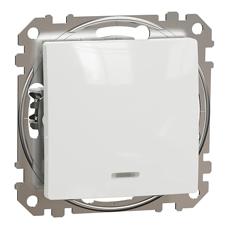 Intrerupator cu revenire Schneider Sedna SDD111111L, incastrat, pentru interior, cu indicator luminos, termoplastic, alb 