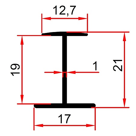 Profil H NLB, aluminiu, alb, 3 m