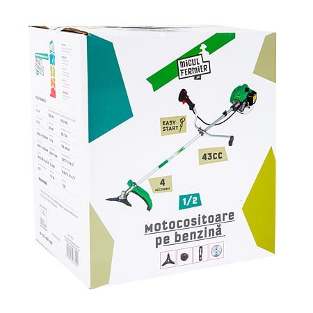 Motocoasa pe benzina cu pornire rapida Micul Fermier GF-1311-S001-G02, 4 accesorii, 3.4 cp