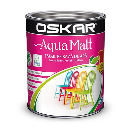 Vopsea Oskar Aqua Matt, pentru lemn/metal/zidarie, interior/exterior, pe baza de apa, rosu pasional, 0.6 L