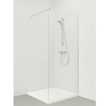Perete fix dus / walk in Sanotechnik Sanoflex Young Crom MF110, sticla 6 mm clara, profil cromat, 105-107 x 195 cm
