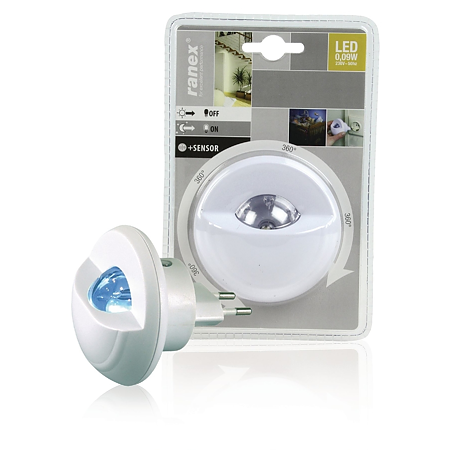 Lampa de veghe cu senzor lumina Ranex, din plastic alb, 230 V Lampa de veghe cu senzor lumina Ranex, din plastic alb, 230 V