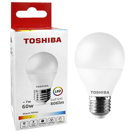 Bec LED Toshiba G45, E27, 7 W, 806 lm, lumina calda 3000 K