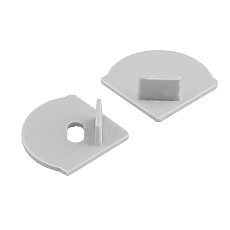 Set terminatii profil colt aluminiu, pentru banda LED, rotunjite, gri, 16 mm