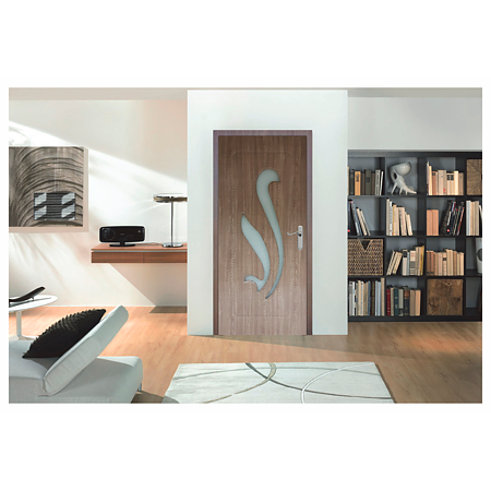 Usa interior celulara cu geam Pamate M033, reversibila, MDF, stejar auriu, toc fix, 200 x 70 cm x 3.5 cm