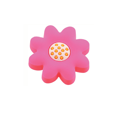 Buton AM099, model crizantema, roz, silicon, 40 x 23 mm