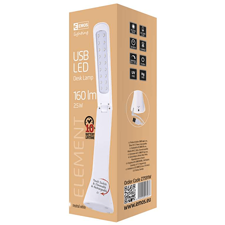 Lampa de birou LED IM811, incarcare USB, alba 