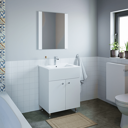 Set mobilier baie Badenmob Seria 067-60, masca + lavoar + oglinda, alb Set mobilier baie Badenmob Seria 067-60, masca + lavoar + oglinda, alb