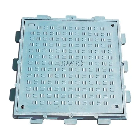 Capac cu rama pentru canalizare Reco RCFA15, polimer compozit, gri, 600 x 600 mm