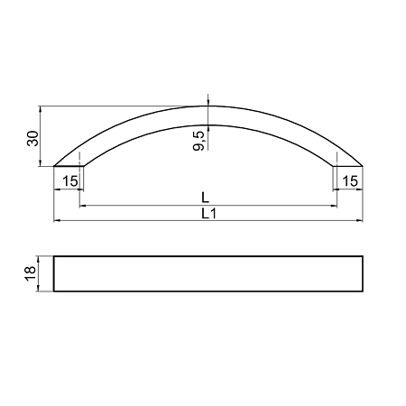 Maner din aluminiu AA667 128 mm, alama antichizata