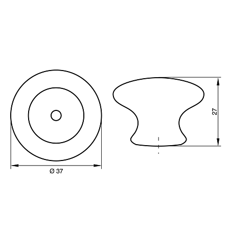 Buton rotund, plastic, crom, Ø 36 mm